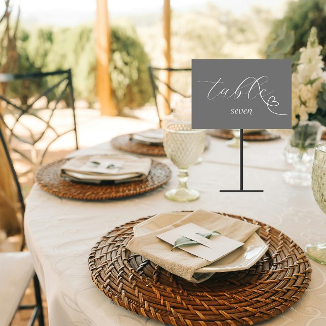 Numéro De Table Mariage moderne Colorblock | Argent foncé (Créateur téléchargé)