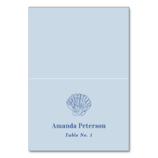 Numéro De Table Mariage Moderne Côtier Bleu Poussiéreux