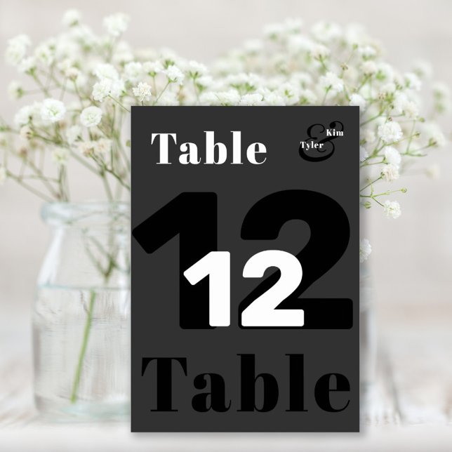 Numéro De Table Mariage moderne design noir et blanc (Créateur téléchargé)