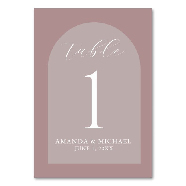 Numéro De Table Mariage moderne Dusty Rose teles (Dos)