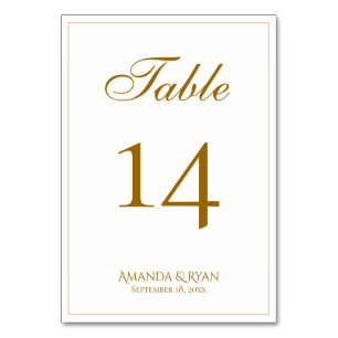 Numéro De Table Mariage moderne élégant en or