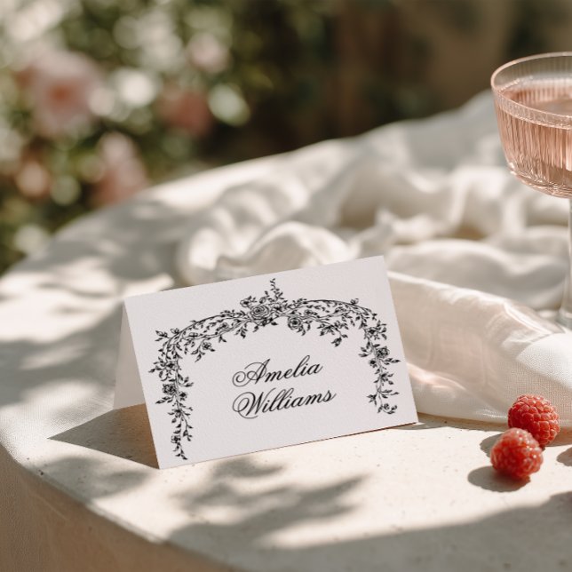 Numéro De Table Mariage Moderne Élégant Floral Noir et Blanc (Créateur téléchargé)