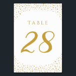 Numéro De Table Mariage moderne Elegant Gold Confetti<br><div class="desc">Numéro de table du Mariage Confetti Or Elégant Moderne. Parfait pour un mariage chic. Pour un look cohérent, VOIR LES ÉLÉMENTS CORRESPONDANTS : https://www.zazzle.com/collections/gold_confetti_wedding_collections-119675945495214345 PERSONNALISER CET ÉLÉMENT (1) Pour plus de personnalisation, cliquez sur le lien "customiser plus loin" et utilisez notre outil de conception pour modifier ce modèle. Vous pouvez...</div>