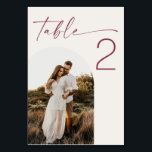 Numéro De Table Mariage Moderne en Ivoire Douce | Photo en Arc Pro<br><div class="desc">Une carte de numéro de table de mariage minimaliste conçue pour aider les invités à trouver facilement leur table tout en ajoutant une touche personnelle à la décoration de votre réception. Placée sur un fond ivoire doux avec une typographie rose baie discrète, la mise en page associe un accent de...</div>