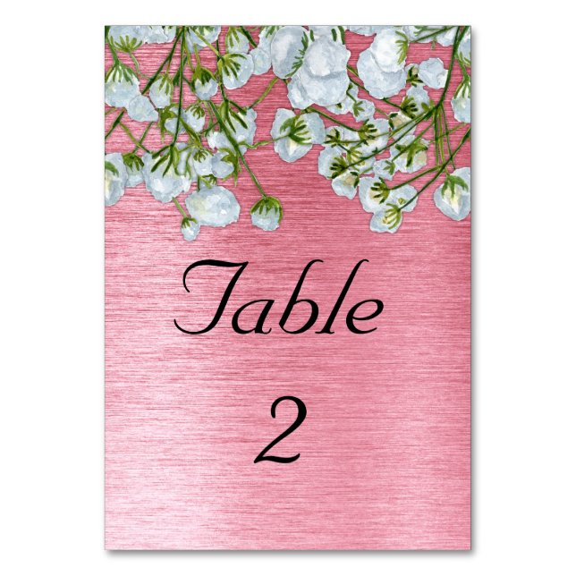 Numéro De Table Mariage moderne en métal rose et en roses blanches (Par défaut)