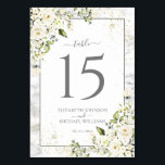Numéro De Table Mariage moderne gris clair blanc floral or marbre<br><div class="desc">Créez le cadre de réception parfait avec ce design floral blanc couleur gris clair et tendance, avec un bouquet floral personnalisé aux tons neutres de blanc, d'ivoire et de champagne, ainsi qu'une végétation botanique. La conception de l'invitation comprend également de la poussière d'or faux, un arrière - plan en marbre...</div>