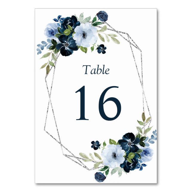 Numéro De Table mariage moderne marine et cadre argent (Par défaut)