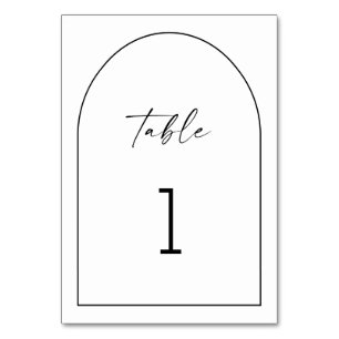 Numéro De Table Mariage Moderne Minimaliste Arche Noir et Blanc