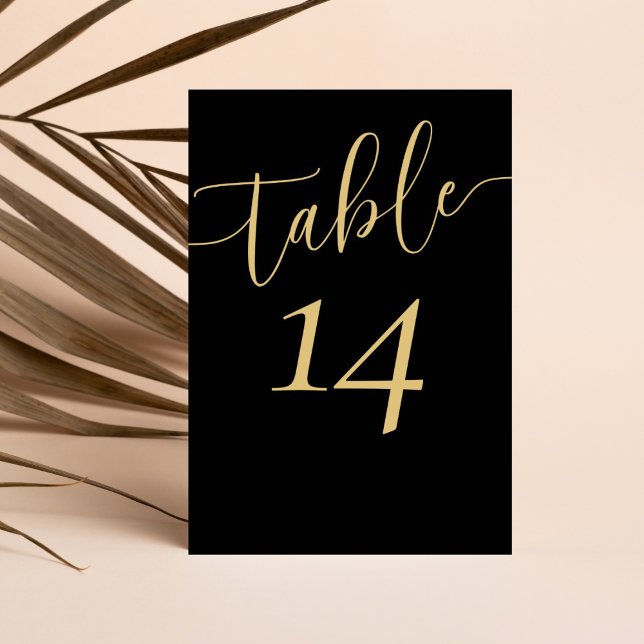 Numéro De Table Mariage Moderne Noir & Or (Créateur téléchargé)