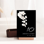 Numéro De Table Mariage moderne Orchidées Noires et Blanches<br><div class="desc">Orchidées Noires et Blanches modernes Fleurs Numéros de table Mariages - Design Botanique Monochrome Élégant. Faites une fête mariage avec nos numéros de table en noir et blanc modernes qui offrent le charme intemporel des orchidées blanches. Le design minimaliste saisit l'élégance de ces fleurs, créant ainsi un chef-d'oeuvre botanique sophistiqué....</div>