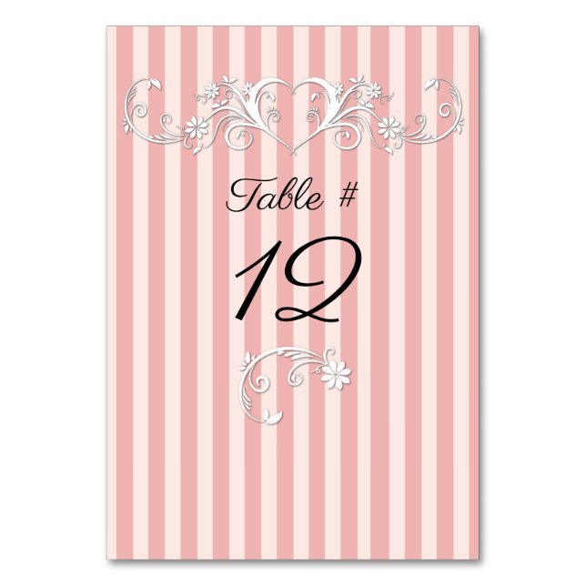 Numéro De Table Mariage moderne rayé rose et blush (Par défaut)