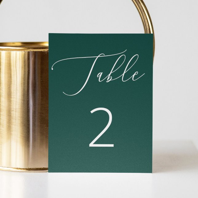 Numéro De Table Mariage Moderne Romantique Écriture Vert Émeraude  (Créateur téléchargé)
