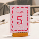 Numéro De Table Mariage moderne rouge et rose rétro<br><div class="desc">Numéros de tableau Mariage moderne rouge et rose rétro</div>