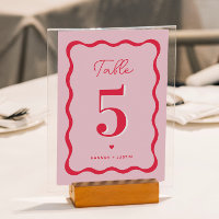 Mariage moderne rouge et rose rétro