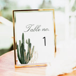 Numéro De Table Mariage moderne Saguaro Cactus<br><div class="desc">Ce numéro de tableau comporte des cactus d'aquarelle luxuriants et une police de script élégante. C'est l'invitation parfait pour votre mariage bohème,  d'été ou de jardin.</div>