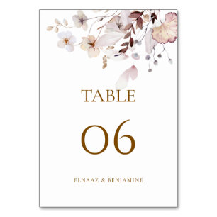 Numéro De Table Mariage Moderne Simple Automne Fleurs Séchées & Fe
