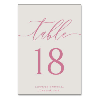 Numéro De Table Mariage Moderne Simple Élégant Assise Rose Beige