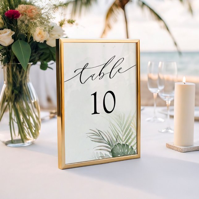 Numéro De Table Mariage Moderne Tropical à l'Aquarelle (Créateur téléchargé)