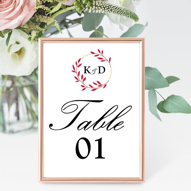Numéro De Table Mariage Monogramme de feutre de Charming Fall (Créateur téléchargé)
