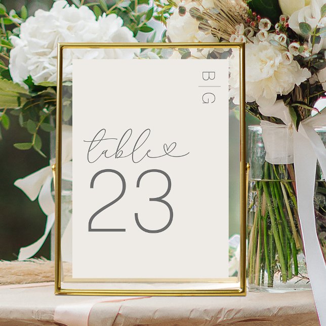 Numéro De Table Mariage Monogramme Moderne en Ivoire (Créateur téléchargé)