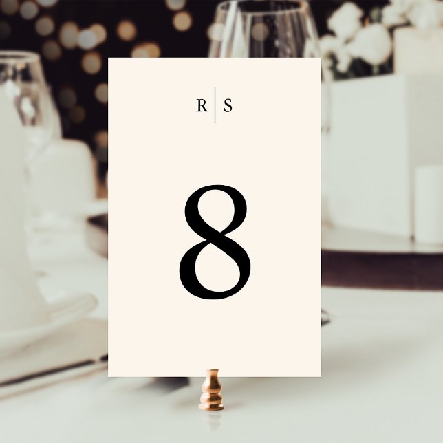 Numéro De Table Mariage Monogramme noir & écrin classique (Créateur téléchargé)
