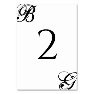 Numéro De Table Mariage Monogramme noir et blanc