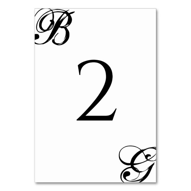Numéro De Table Mariage Monogramme noir et blanc (Par défaut)