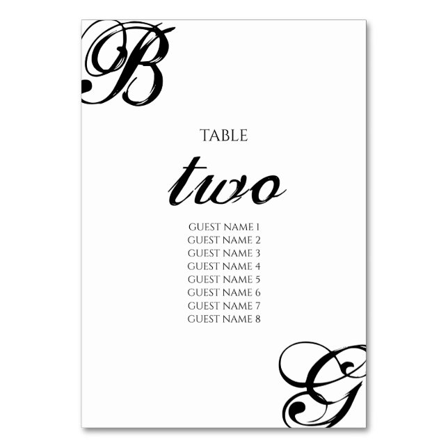 Numéro De Table Mariage Monogramme noir et blanc (Par défaut)