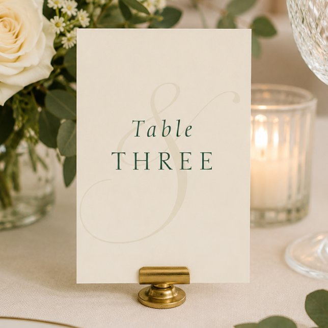 Numéro De Table Mariage Monogramme Or Vert Émeraude  (Emerald Green Gold Monogram Wedding Table Number)