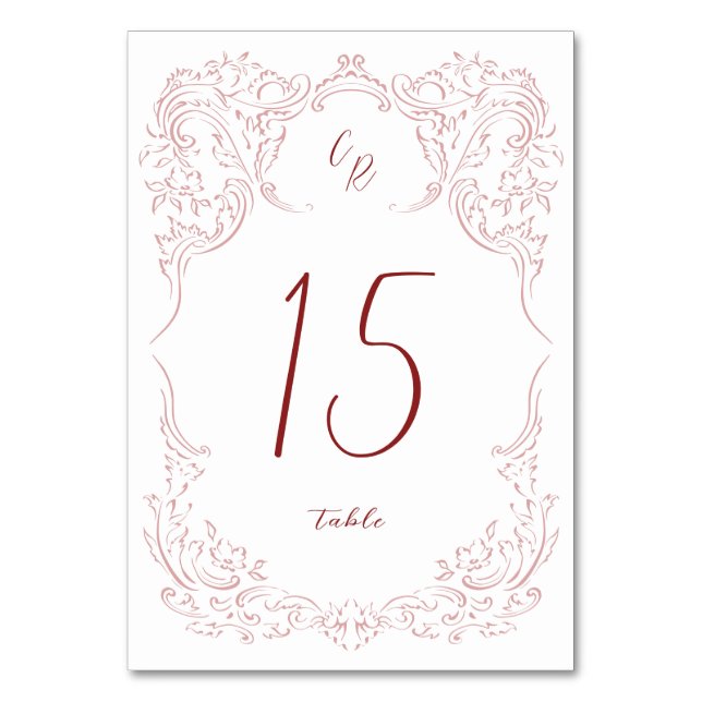 Numéro De Table Mariage Monogramme Vintage Pink Croché (Par défaut)