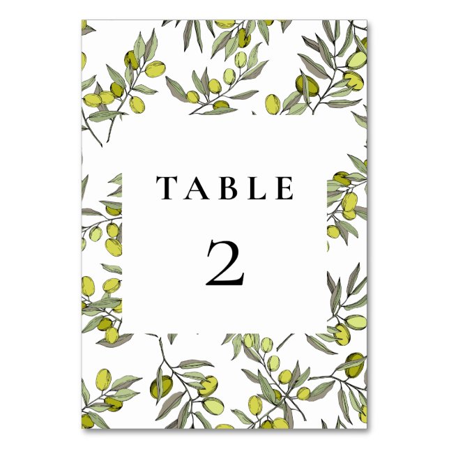 Numéro De Table Mariage motif des branches d'olivier (Par défaut)