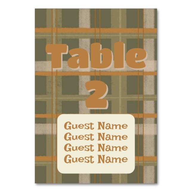 Numéro De Table Mariage Motif écossais celte de Tartan (Dos)