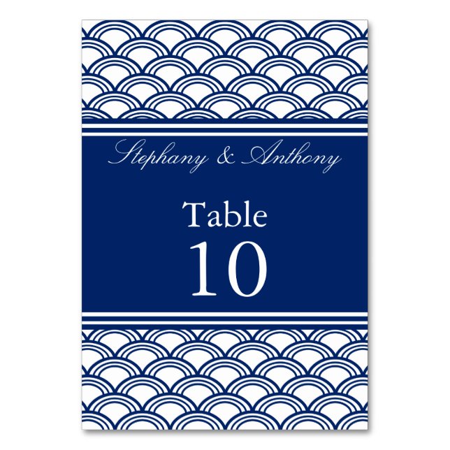 Numéro De Table Mariage Motif Royal Blue Seigaiha (Par défaut)