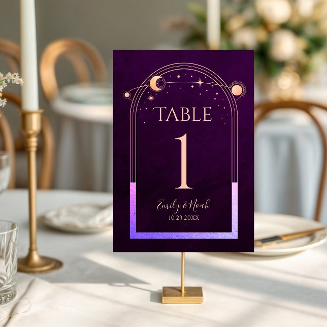 Numéro De Table Mariage mystique arc-en-ciel Plum profond Sun Moon (Créateur téléchargé)