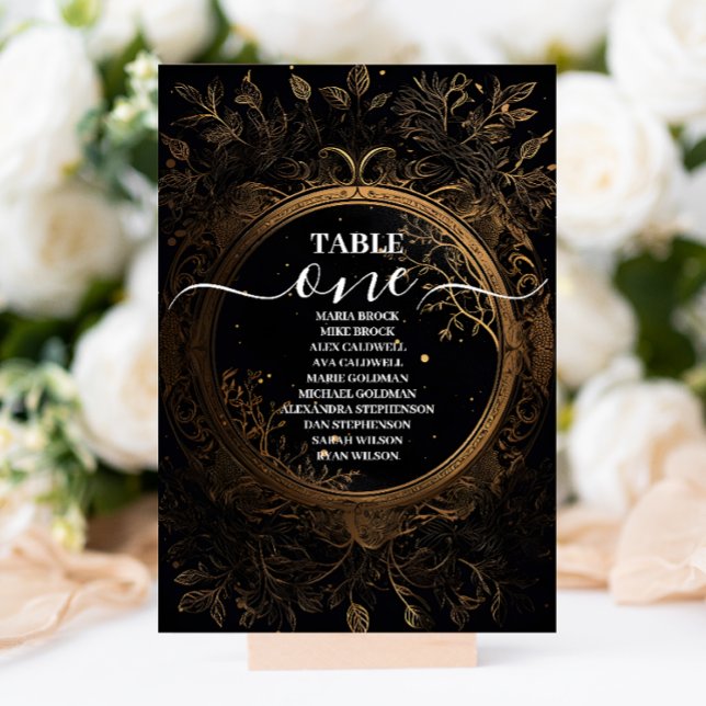 Numéro De Table Mariage mystique céleste noir et or (Créateur téléchargé)