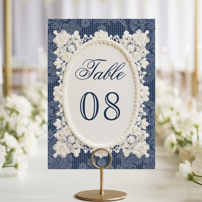Numéro De Table Mariage Nappe en Dentelle de Coton Bleu Marine Arg (Créateur téléchargé)