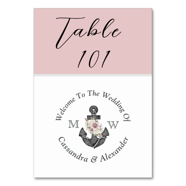 Numéro De Table Mariage nautique Dusty Rose Blus rose (Par défaut)