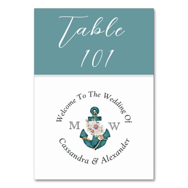 Numéro De Table Mariage nautique en poudre Turquoise Aqua Blue (Par défaut)