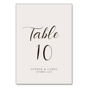 Numéro De Table Mariage neutre minimaliste moderne