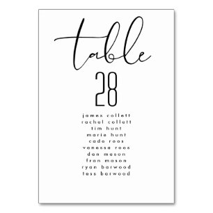 Numéro De Table Mariage noir blanc moderne