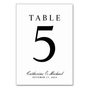 Numéro De Table Mariage noir et blanc classique absolu