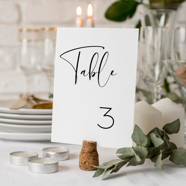 Numéro De Table Mariage noir et blanc élégant et moderne (Créateur téléchargé)