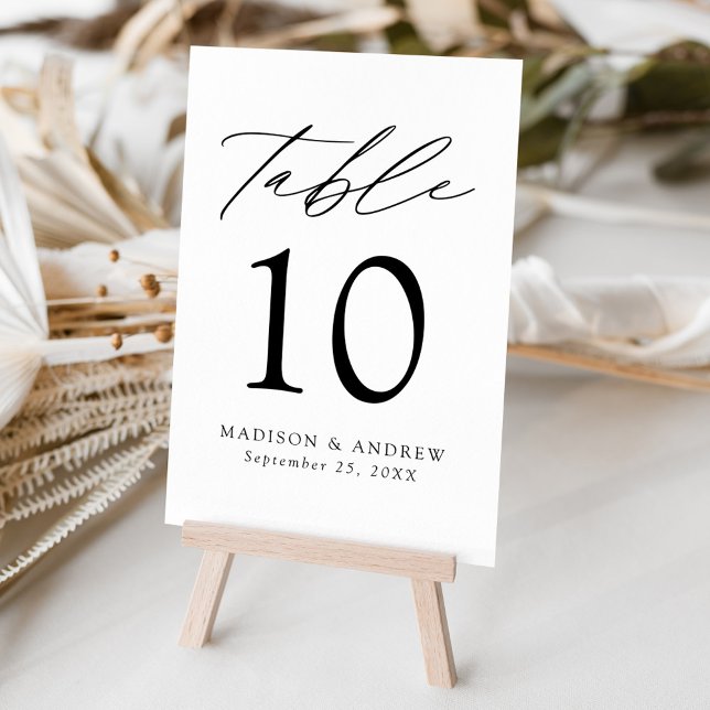 Numéro De Table Mariage noir et blanc moderne (Créateur téléchargé)