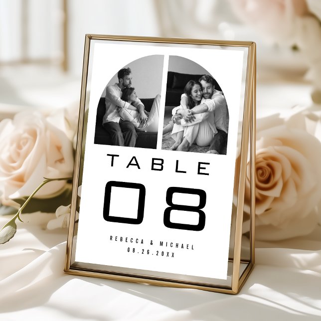 Numéro De Table Mariage Noir et Blanc Photo Arch Moderne (Créateur téléchargé)