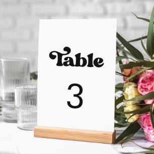 Numéro De Table Mariage noir et blanc rétro élégant