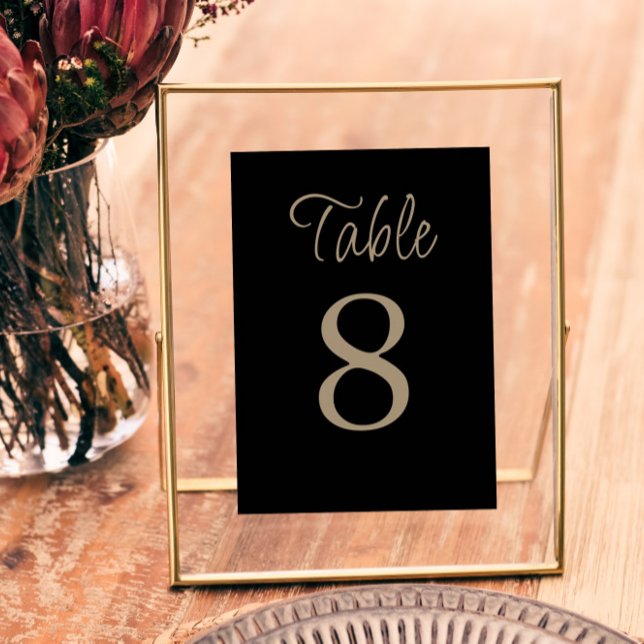 Numéro De Table Mariage Noir et Or Élégant (Créateur téléchargé)