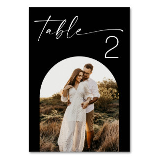 Numéro De Table Mariage noir minimaliste | Élégante photo moderne