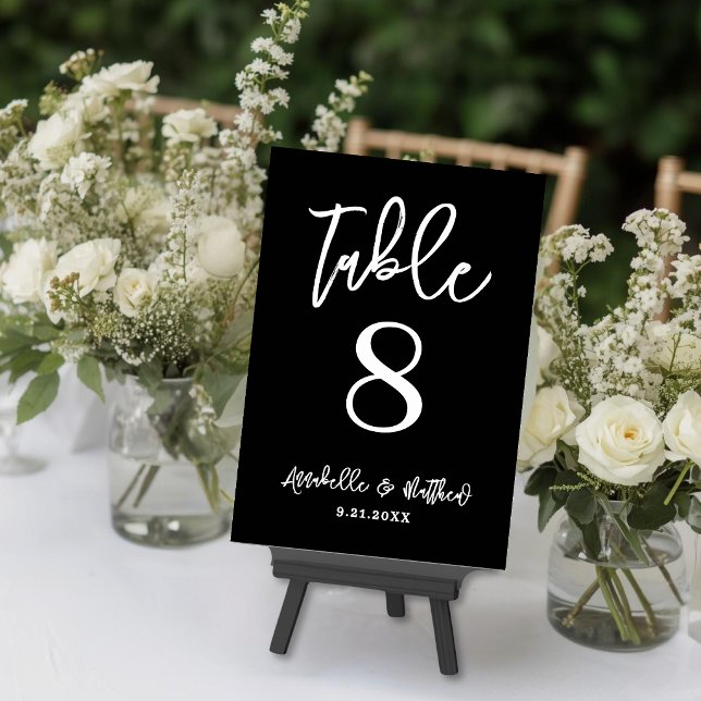 Numéro De Table Mariage Noir Moderne (Modern Black Wedding Table Number )
