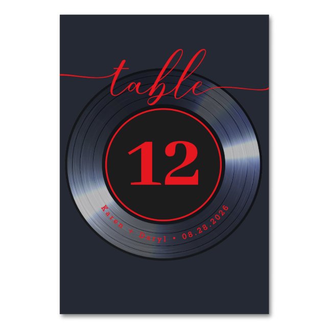 Numéro De Table Mariage noir Retro Vinyl Record (Par défaut)
