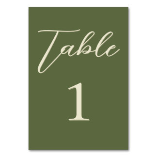 Numéro De Table Mariage Olive & Beige